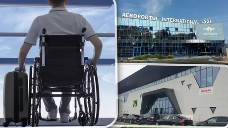 Terminalul T4 de la Aeroportul Iași a fost inaugurat cu mare fast însă persoanele cu dizabilități sunt cărate de angajați până la avion. Personalul s-a prezentat cu o scândură în avion ca să-l coboare din aeronavă - FOTO