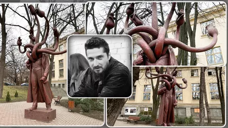 Artistul care a realizat sculptura Hidra a fost jignit și amenințat de ieșeni. Costin Ioniță Lucrarea reprezintă clasa politică românească ce este un monstru cu 7 capete - FOTO