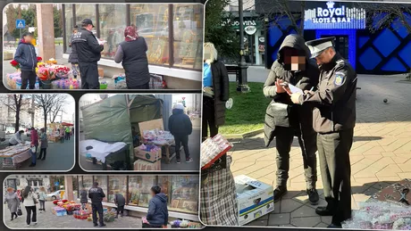 Polițiștii locali au amendat zeci de vânzători de mărțișoare pe străzile din Iași. Au început să comercializeze fără autorizație de la primărie Doar facem și noi un ban - FOTO