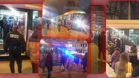 Circulația tramvaielor este blocată în Târgu Cucu din cauza unui bărbat care nu vrea să coboare - FOTOVIDEO