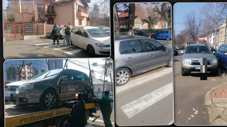 Șoferii nu mai au loc să parcheze nici pe trotuare în Iași. Mulți își lasă mașinile pe trecerile de pietoni fără să se gândească la consecințe - FOTO