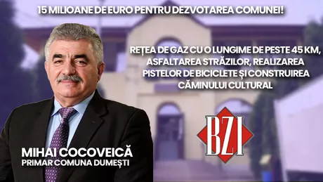 LIVE VIDEO - 15 milioane de euro pentru dezvoltarea comunei Mihai Cocoveică primarul comunei Dumești în studioul BZI LIVE - FOTO