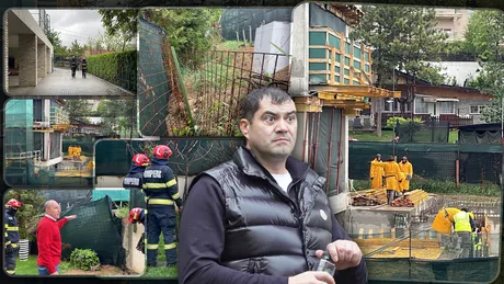 Tupeu de șmecher Dezvoltatorul Marius Enea ignoră decizia instanței și continuă să construiască un bloc ilegal. A venit versantul peste noi a rupt gardul a rupt tot - FOTOVIDEO