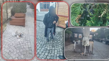 Atentat la Primăria Iași. Un individ cu parpalac negru a fost oprit înainte de a incendia instituția. A dat foc mai multor obiecte pe Ștefan cel Mare - FOTO