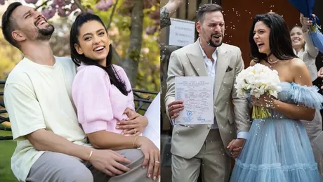 Oana Moșneagu și Vlad Gherman vor deveni părinți la doar 3 săptămâni de la căsătorie Actorul a ținut tandru mâna pe burtica soției sale E însărcinată
