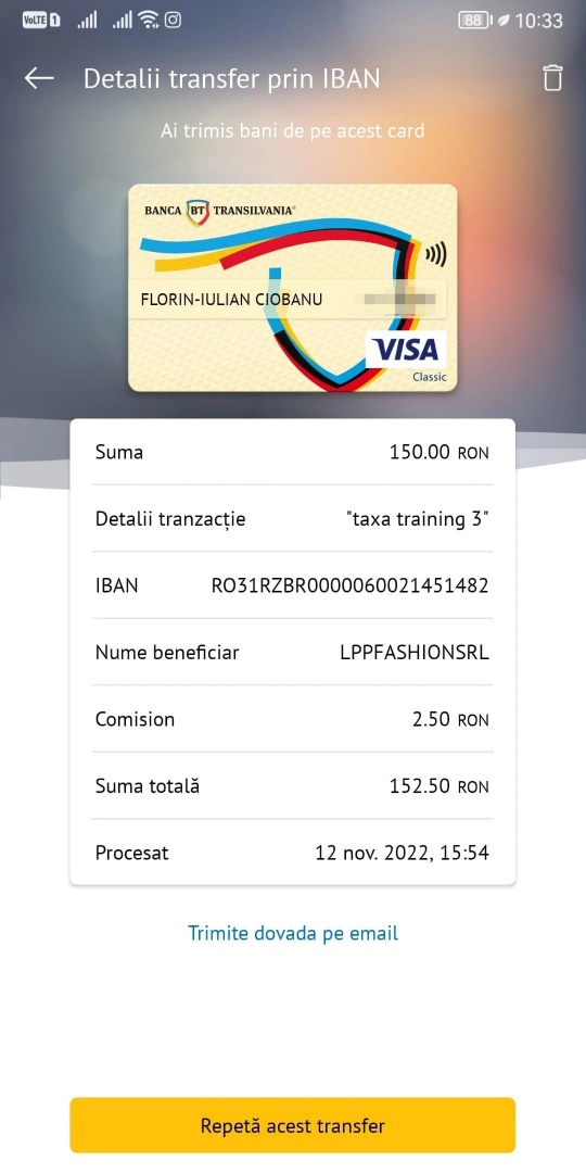 screenshot transfer bancar