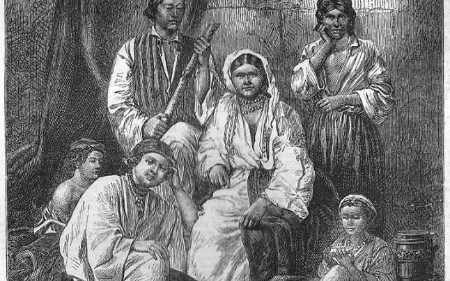 Ziua Internationala a Rromilor, desen in creion ce reprezinta o familie de rromi