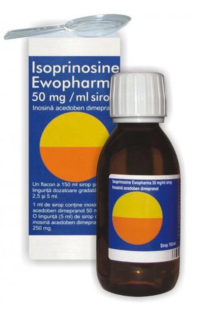 o cutie și o sticlă de sirop isoprinosine