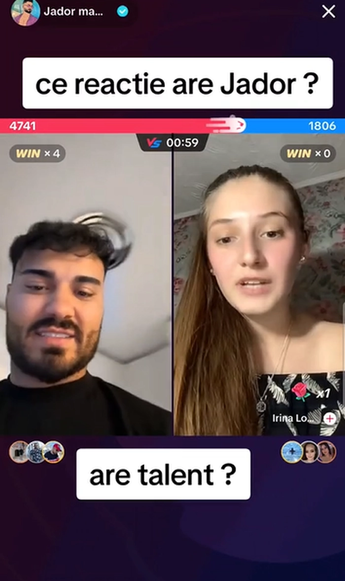 o poză cu Irina Loghin live pe tiktok cu Jador