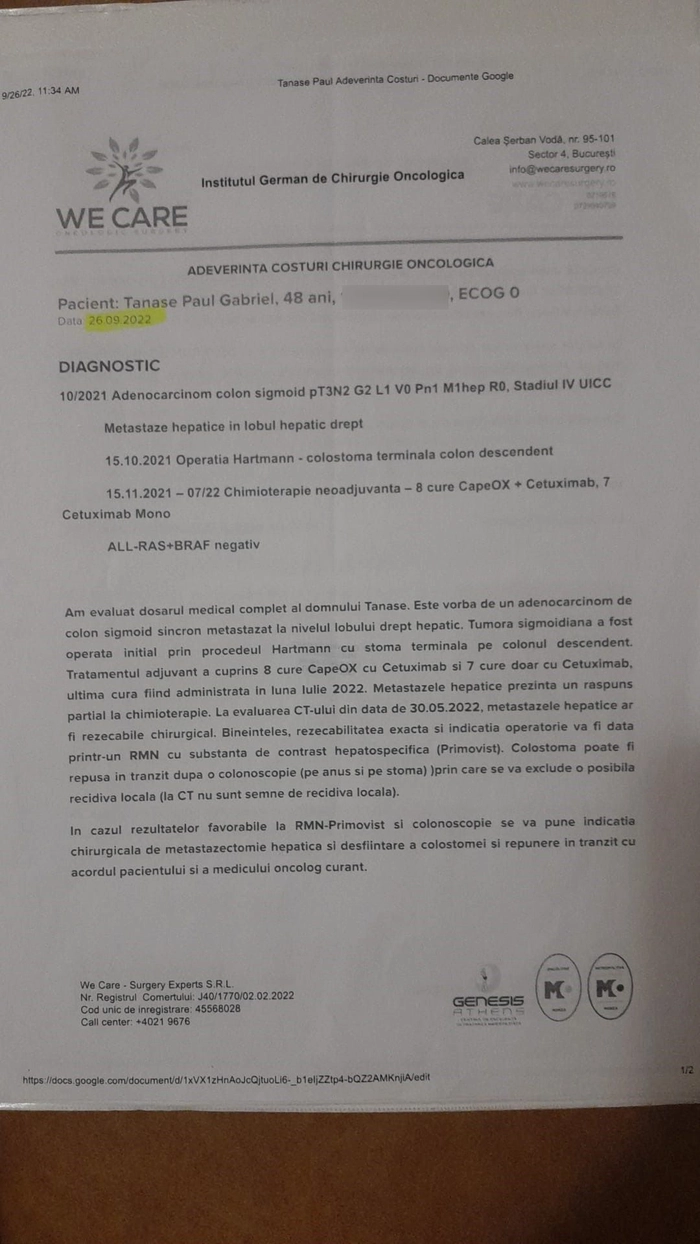 o poză cu certificatul medical al bărbatului