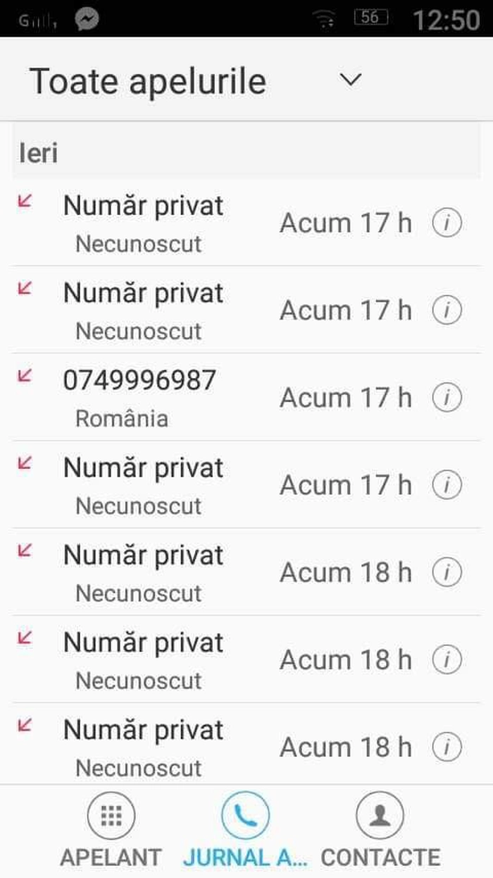 o poză cu apelurile, pe care le primește ieșeanca
