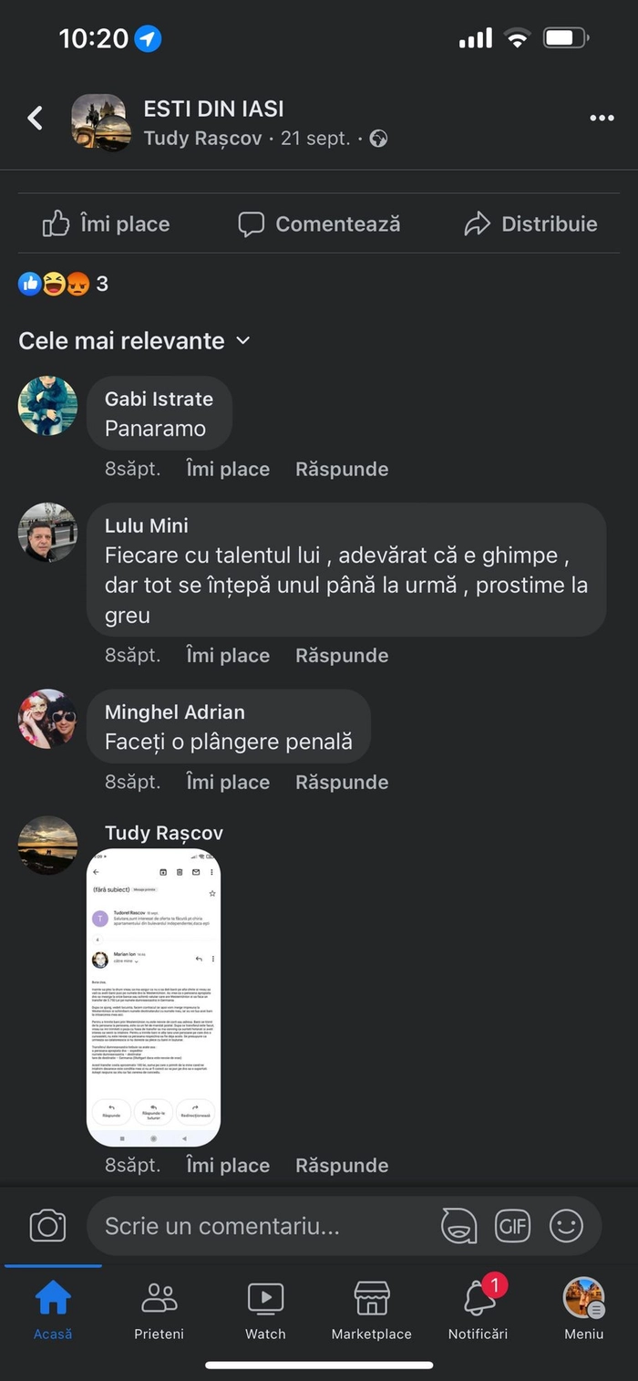 o poza cu comentariile lasate de oameni