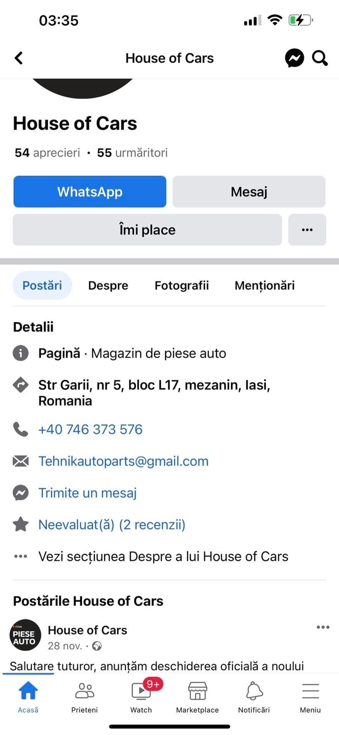 o poză cu magazinul de piese auto