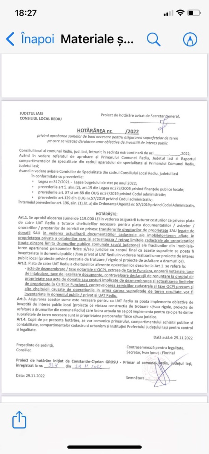 screenshot proiect de hotarare