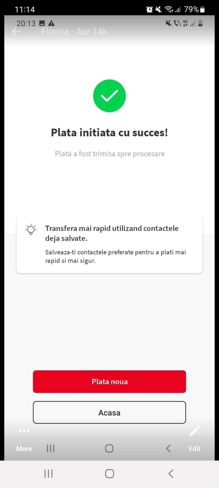  o poza cu un transfer făcut