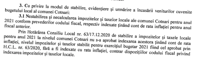 Extras din documentul emis de Camera de Conturi Iasi