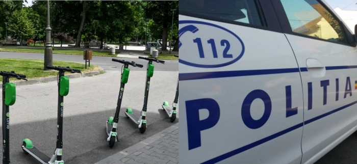 colaj trotinete lectrice si o masina de politie