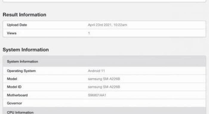 Geekbench samsung galaxy a22