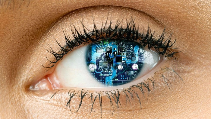 o reprezentare a unui ochi bionic albastru