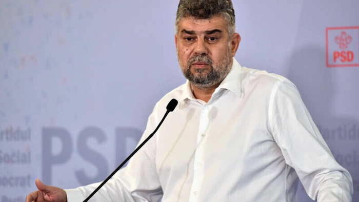 Marcel Ciolacu in timpul unor declaratii de presa