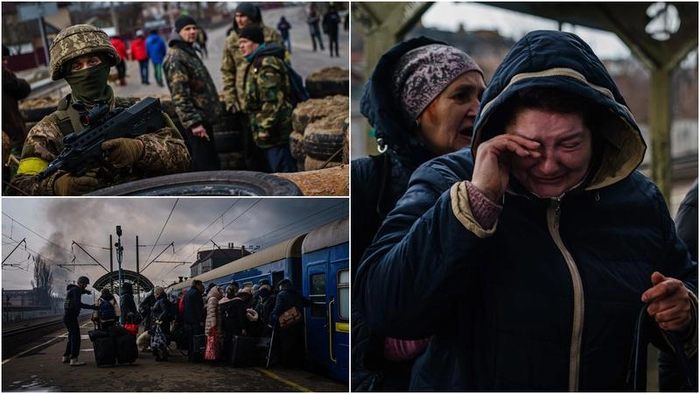 conflictul din Ucraina nu trebuie lăsat, colaj razboiul din Ucraina, refugiati ucraineni, ucraineni ramasi fara case