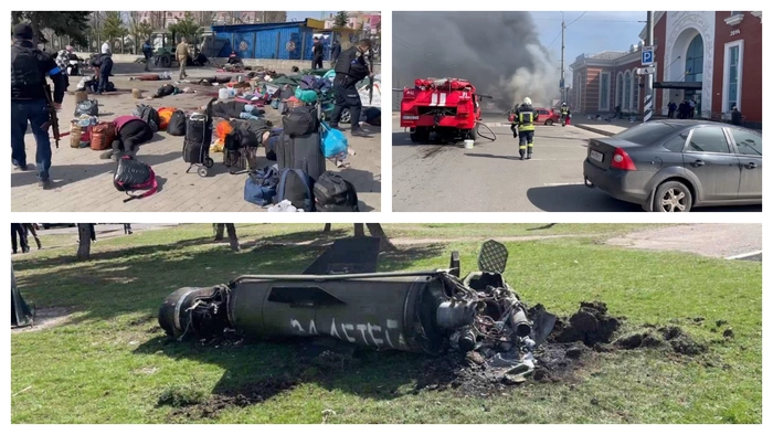 măcelul din gara de la Kramatorsk, colaj atac asupra garii din Kramatorsk