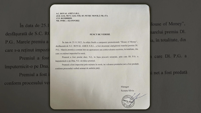 Royal a transmis un răspuns oficial, dar nu a precizat ce sumă i-a fost oferită cîștigătorului