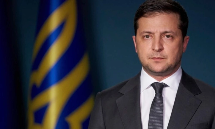 presedintele Ucrainei, Volodimir Zelenski in timpul unei conferinte de presa