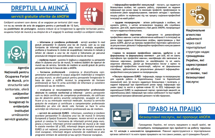 pliant cu informatii despre locuri de munca pentru ucraineni