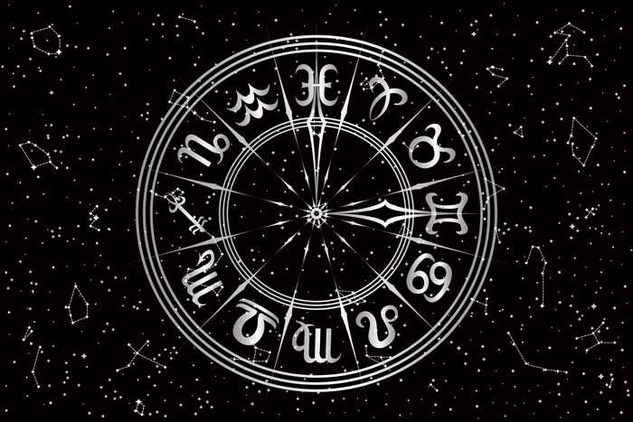 zodiac alb pe un fundal negru