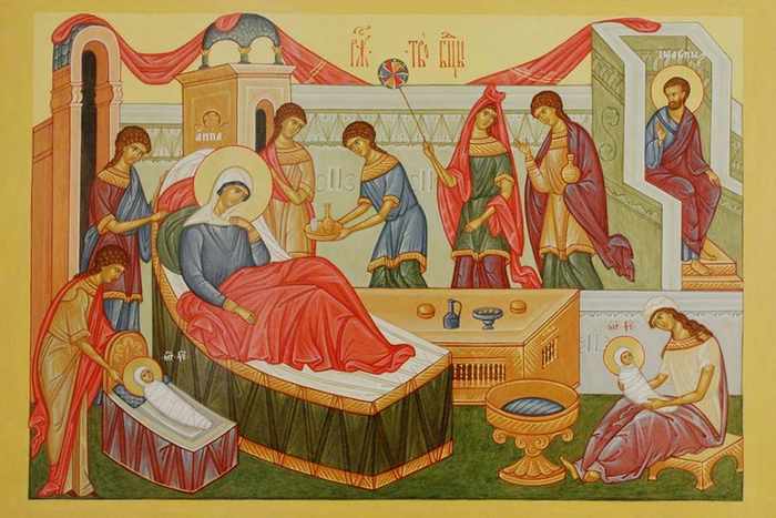o icoana cu Nasterea Fecioarei Maria