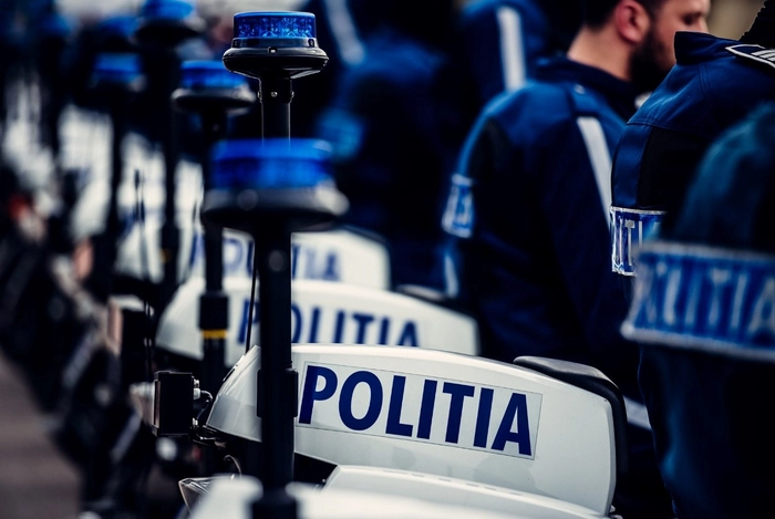  Motociclete ale Poliției, într-o parcare