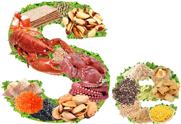 mai multe ingrediente in care se regasesc seleniu