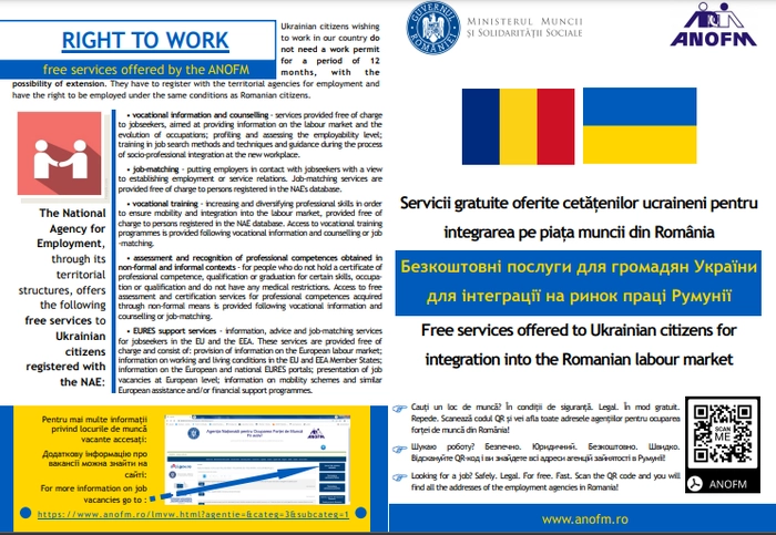 pliant scris in romana si engleza pentru refugiati