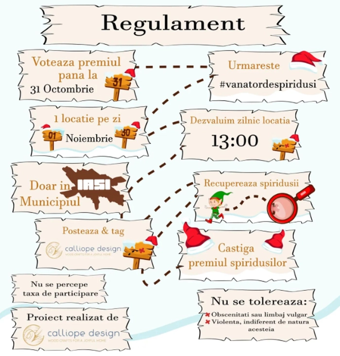  o poză cu regulamentul evenimentului „Vânător de spiriduș”