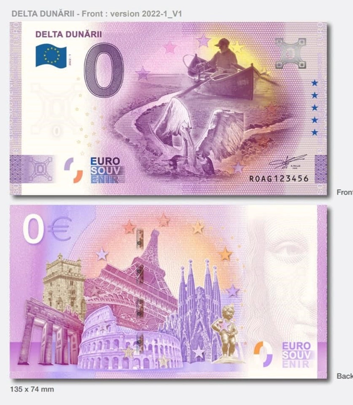 bancnota suvenir cu delta dunarii