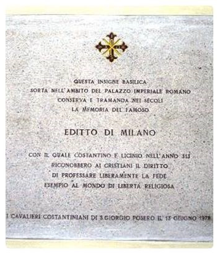  o imagine cu inscriptia Edictului de la Milano