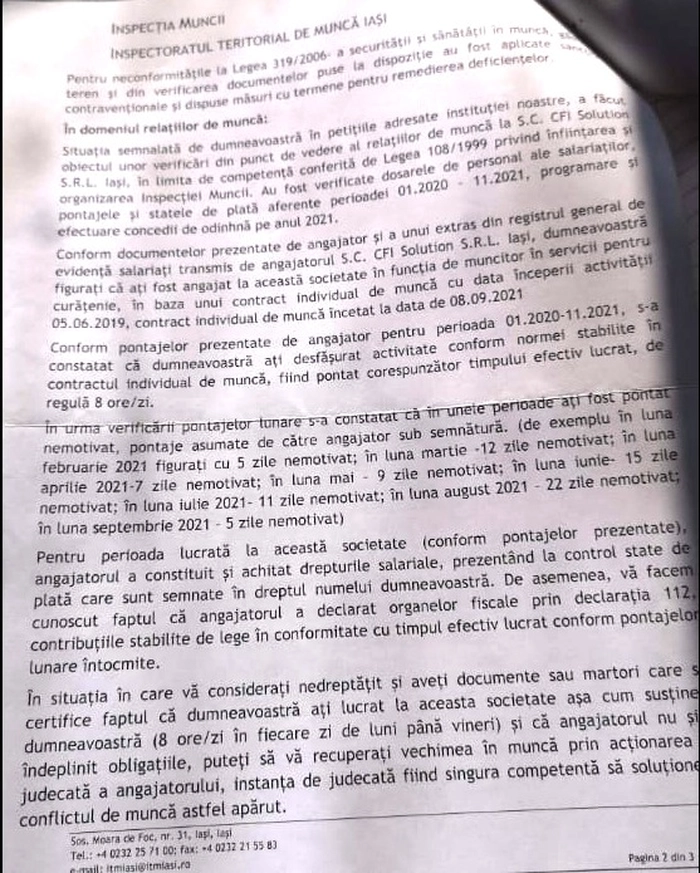  pagina cu scris