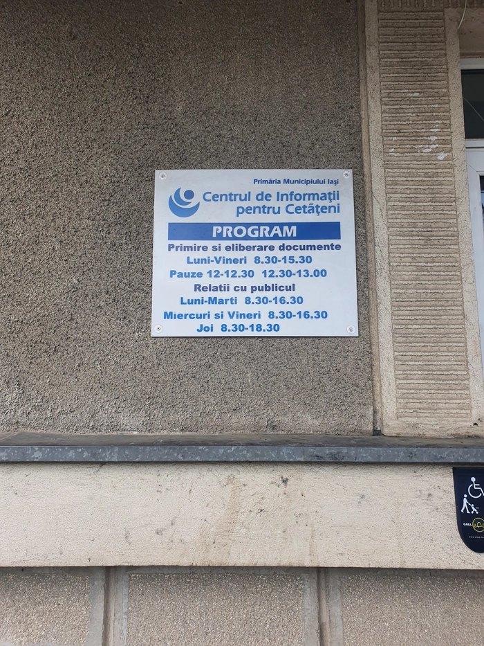 programul cu publicul in cadrul Centrului de Informatii pentru Cetateni, Primaria Municipiului Iasi