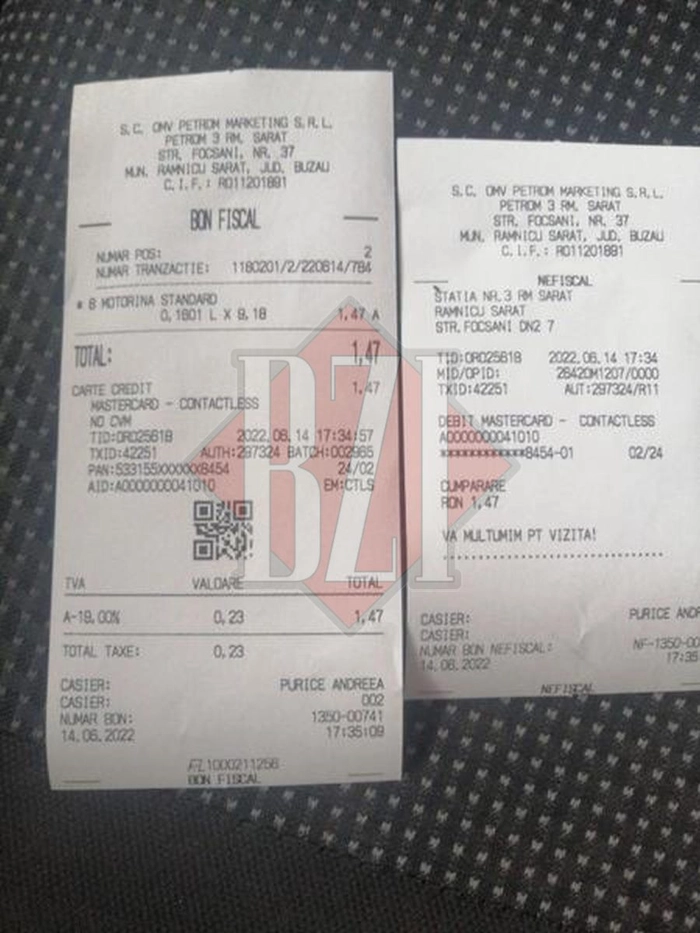 bonuri fiscale care atesta achizitia de carburant