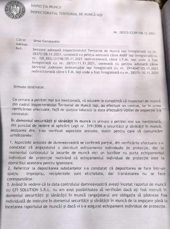 pagina cu scris