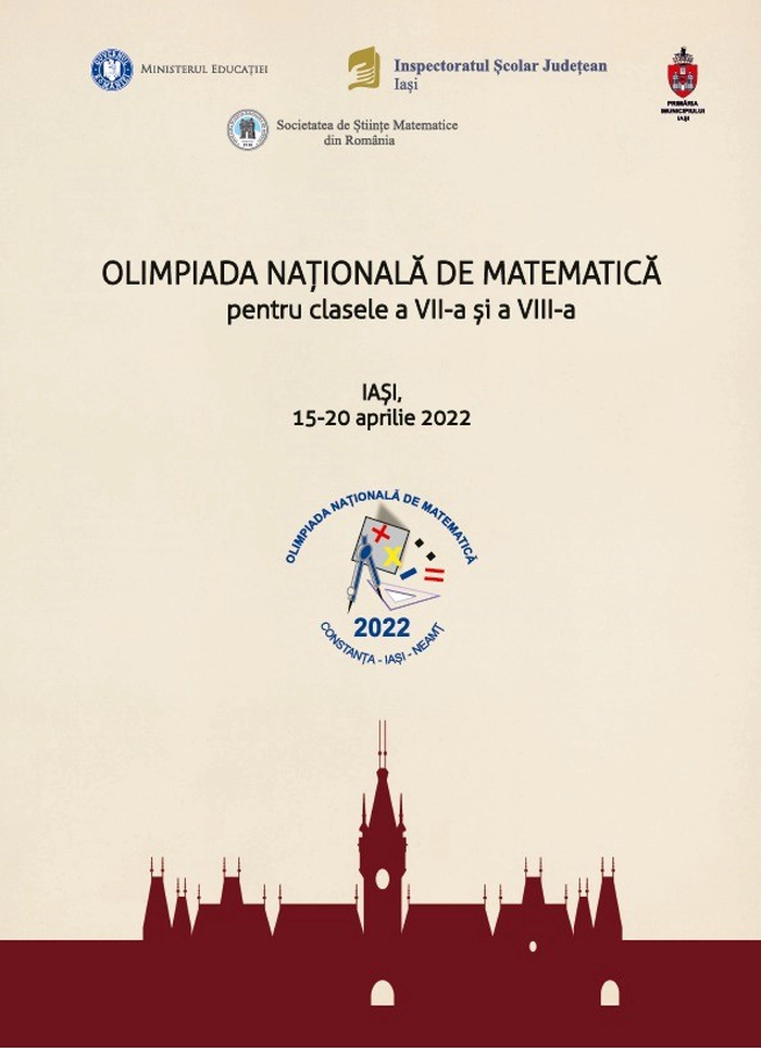 afis care anunta olimpiada nationala de matematica de la Iasi