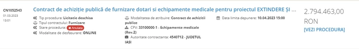Procedura de licitatie SEAP