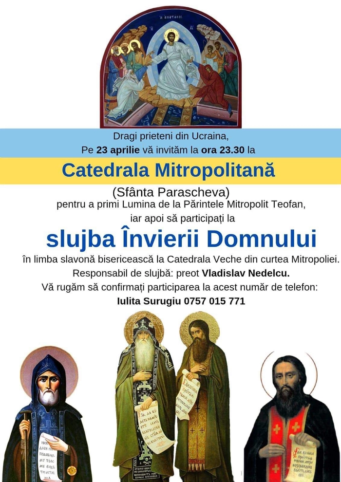 afis despre slujba invierii domnului de la catedrala mitropolitana