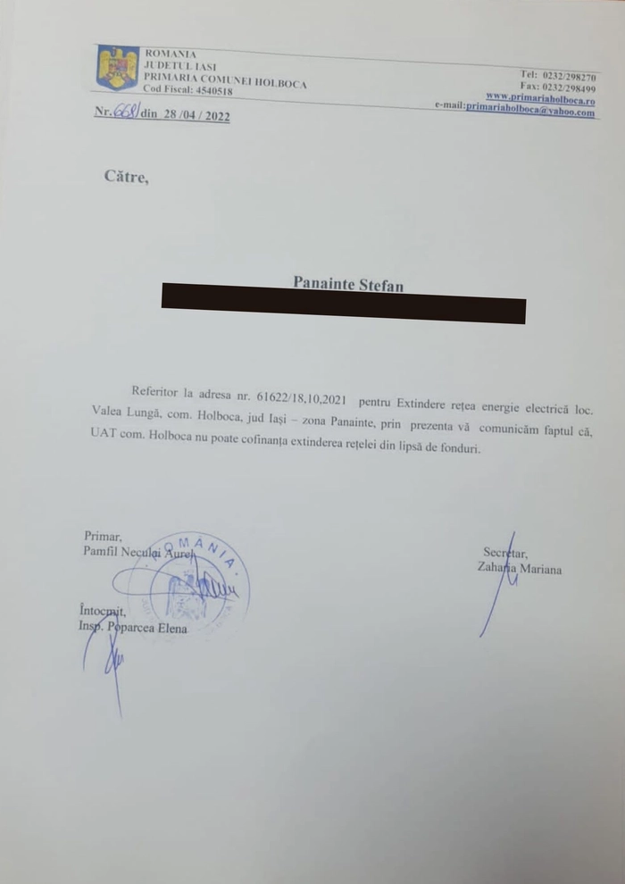 o adresa de la primarie