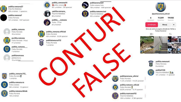 Eliminarea a peste 160 de conturi TikTok care utilizau ilegal însemnele Poliției Române