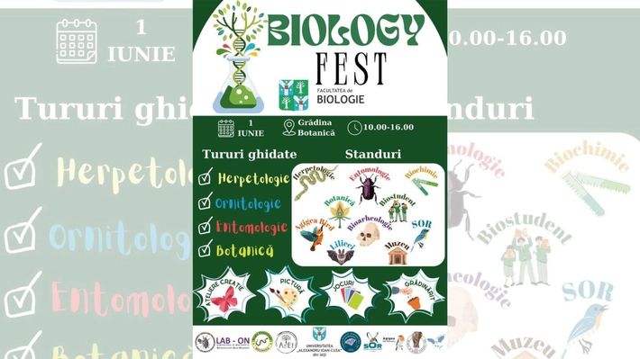 BiologyFEST la Grădina Botanică din Iași! Experimente, tururi și activități pentru copii, de 1 Iunie