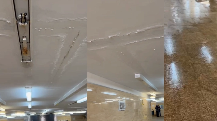 Pasajul din Piața Unirii, inundat! Apa se prelinge din tavan după ploile abundente din ultimele zile