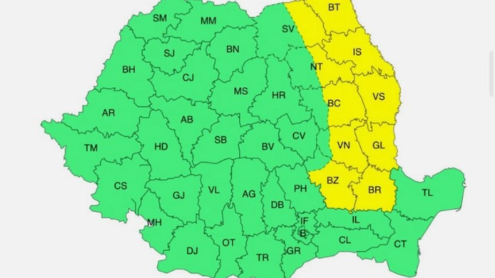 Avertizare meteo! Cod Galben de intensificări ale vântului în Moldova și în nord-estul Munteniei