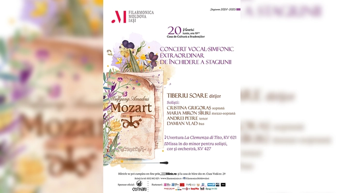 Concert extraordinar de închidere a stagiunii 2024-2025, la Filarmonica „Moldova” Iași
